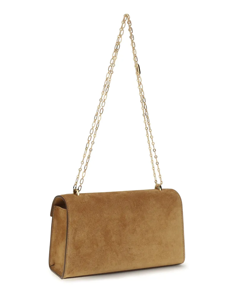 SAVETTE Women's Chain Pouch Symmetry Saddle Calf Leather Shoulder Bags Brown