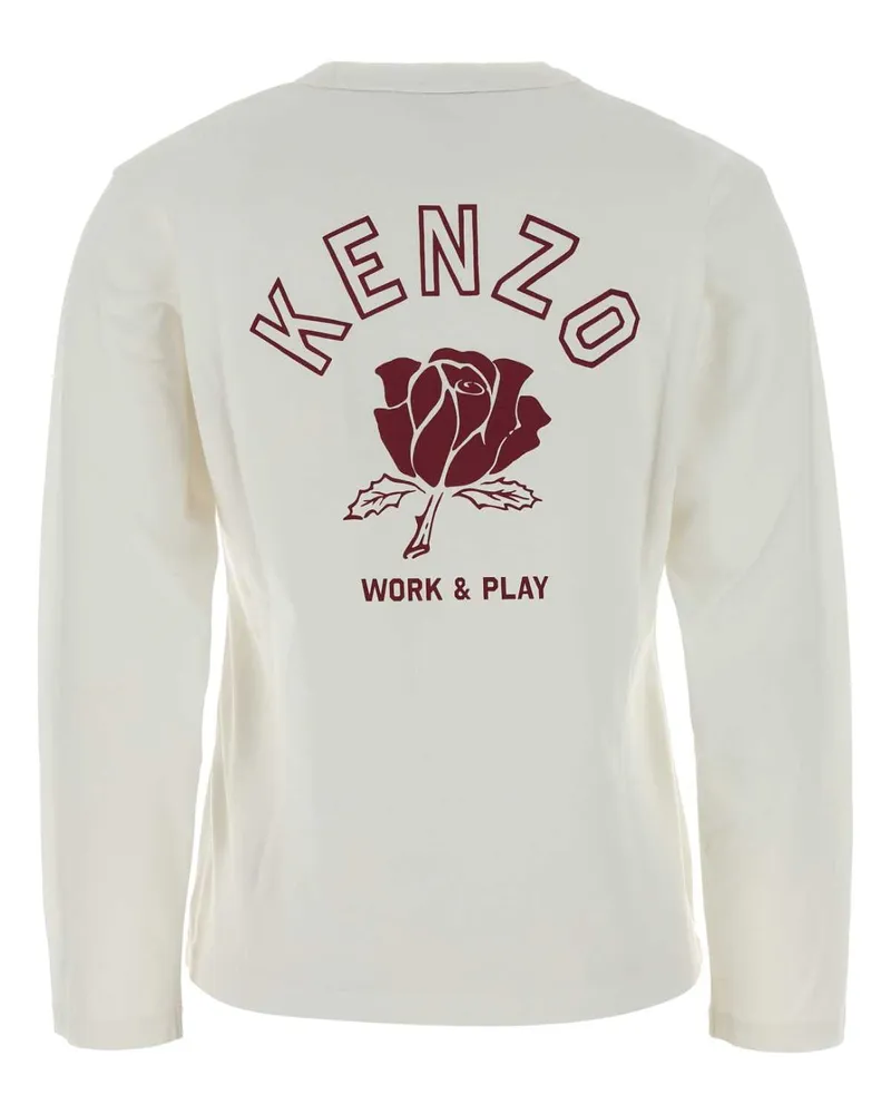 Kenzo Rose Embroidered Cotton T-Shirt — White White