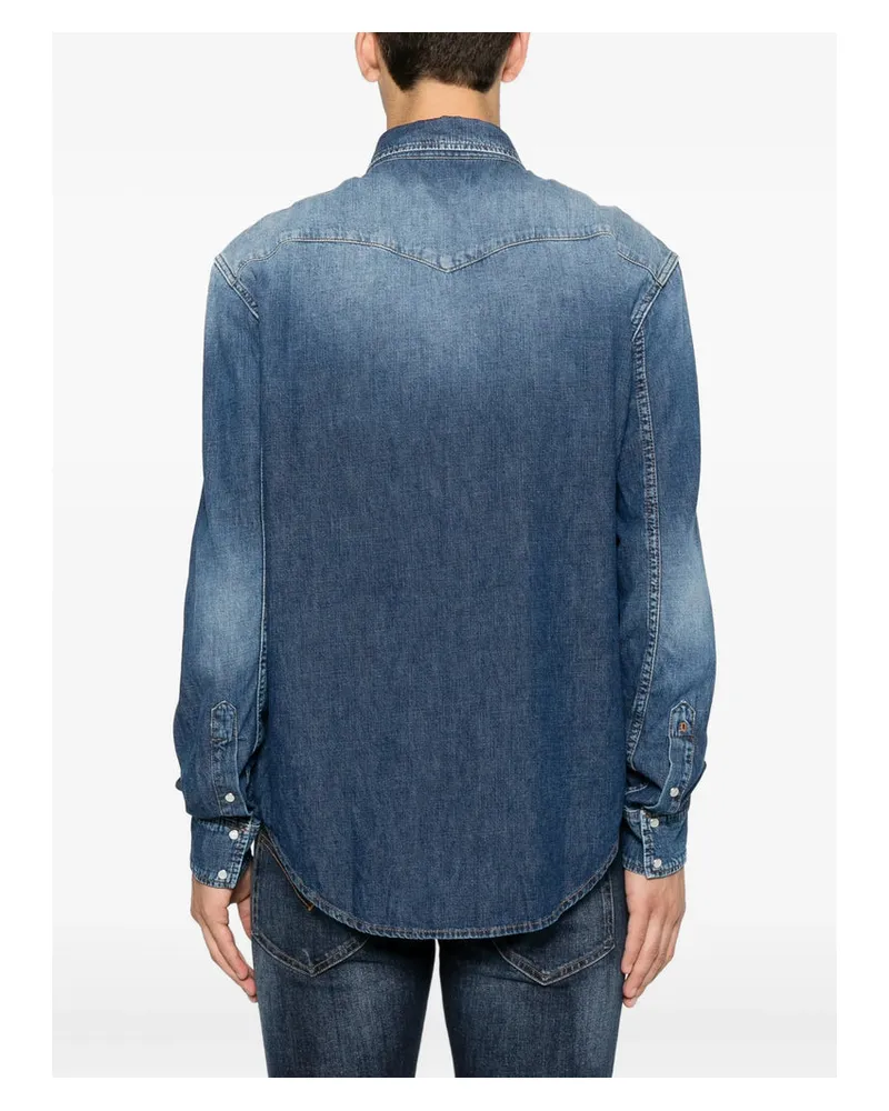 Dondup Faded Denim Shirt — Blue Blue