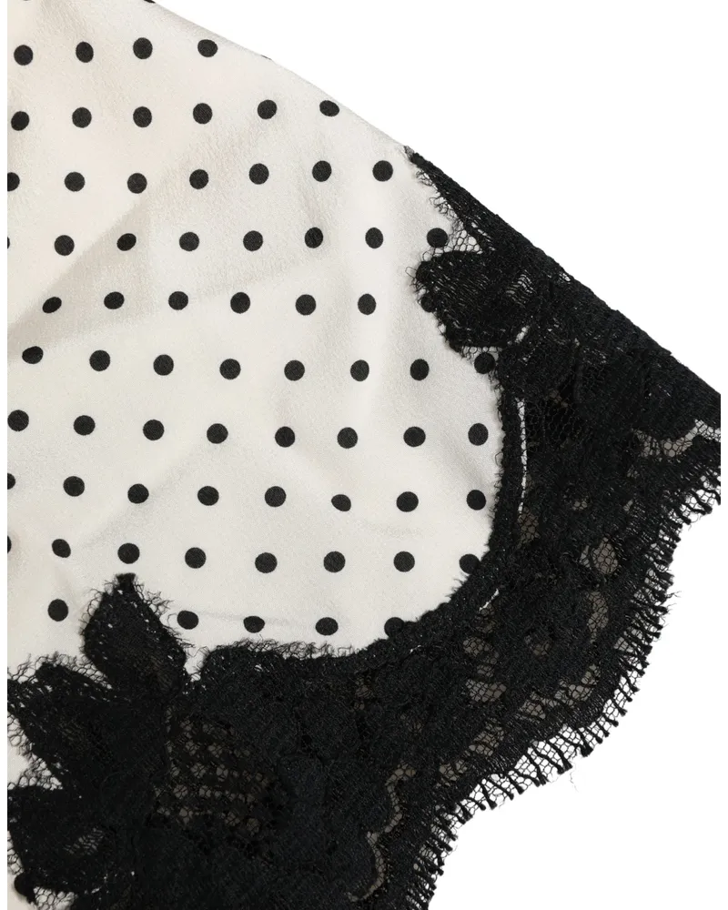 Dolce & Gabbana Women's White Polka Dot Lace-Trimmed Camisole Top Underwear Black And Elastane Silk White