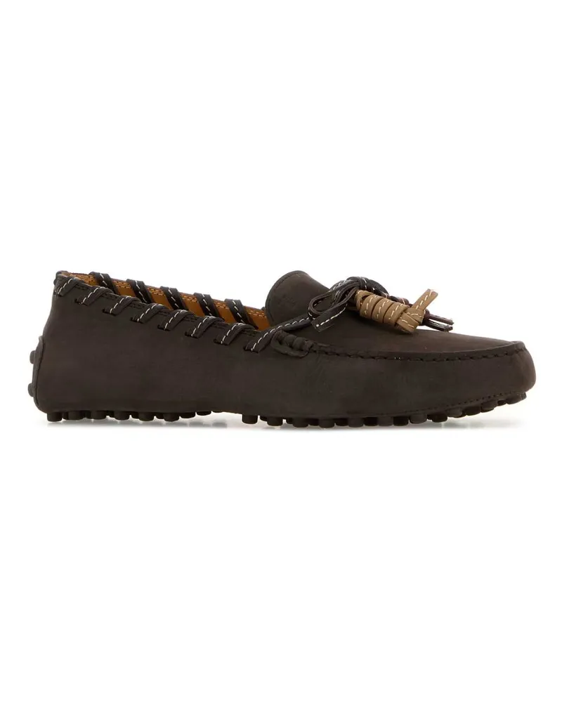 TOD'S Women's Dark Brown Suede Loafers Palissan Mocassini Brown