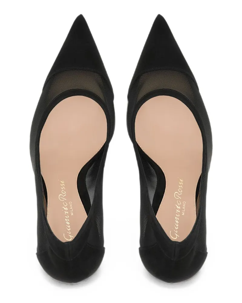 Gianvito Rossi Mesh and Suede Pump — Black Black
