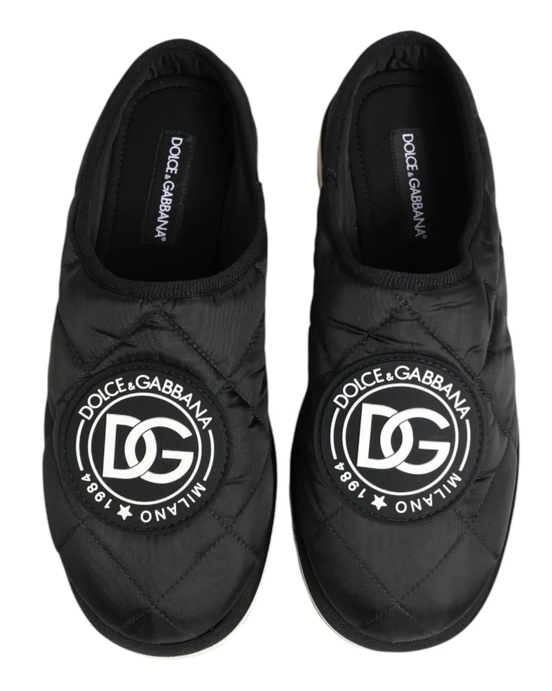 Dolce & Gabbana Men's Black Nylon Low Top Slip On Sneaker Shoes El+pa+pl+pu+vi Black