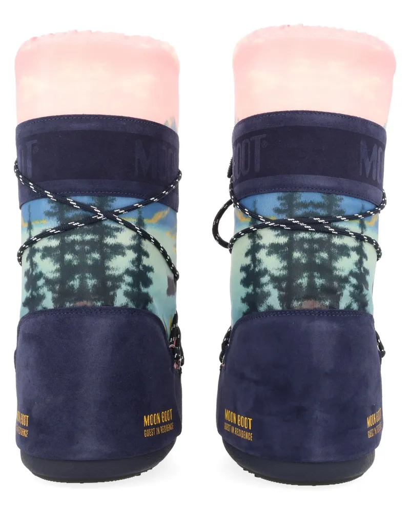 Moon Boot Polyester & Suede Boot — Blue Blue