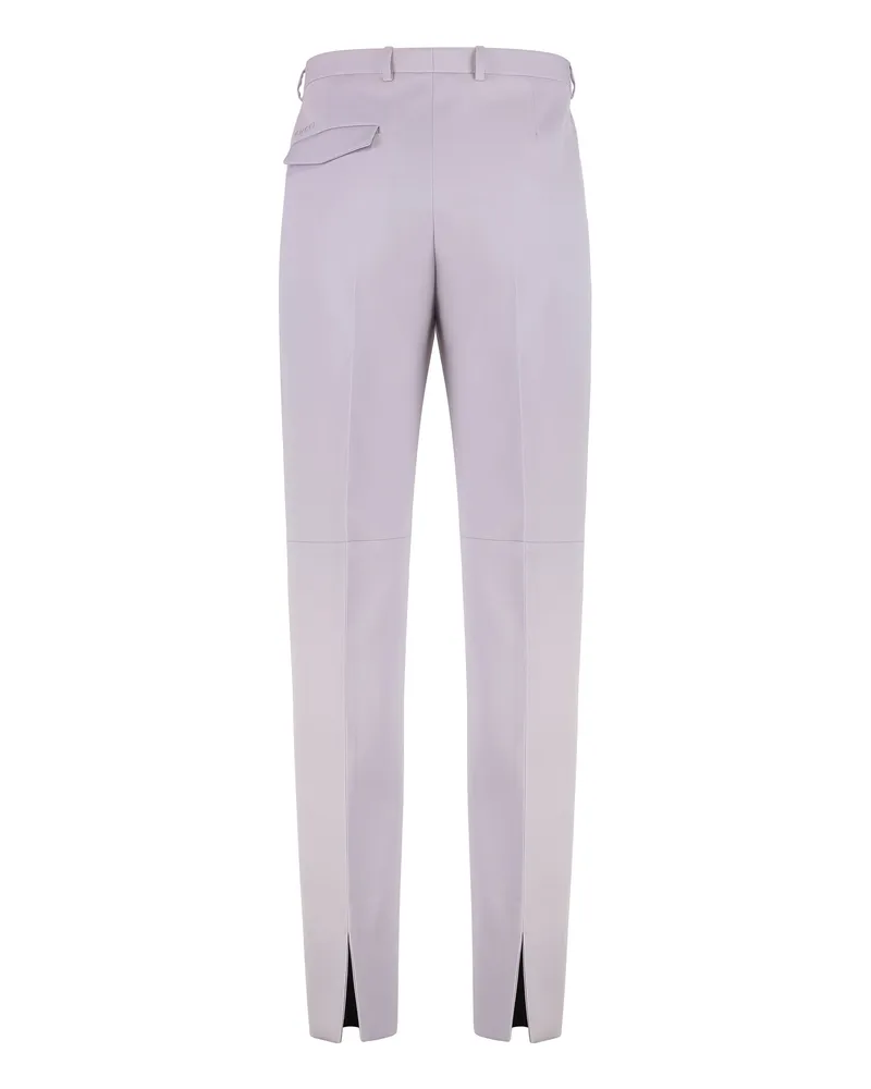 Gucci Men's Wool Gabardine Trousers With Back Split Lilac Chinos Lilac
