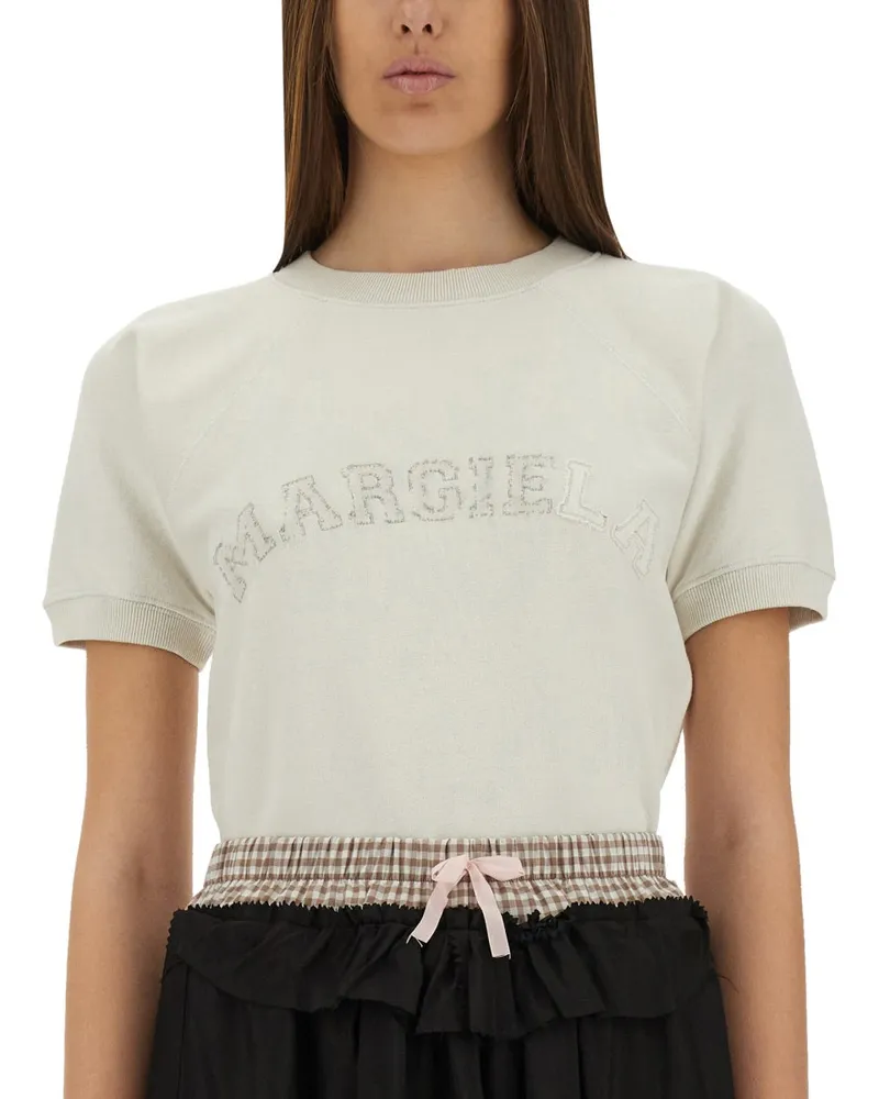 Maison Margiela Short-Sleeved Cotton Sweatshirt — Ivory Ivory