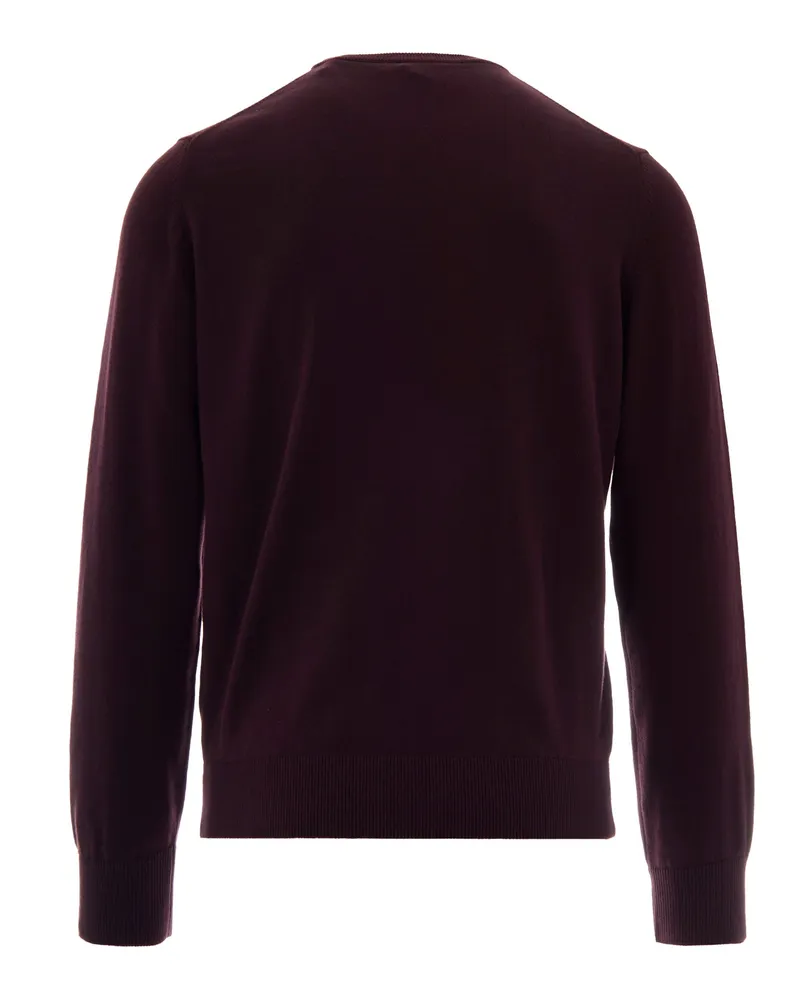Lacoste Men's Crewneck Jumper Oxalis Cotton Jumpers Sweater Burgundy
