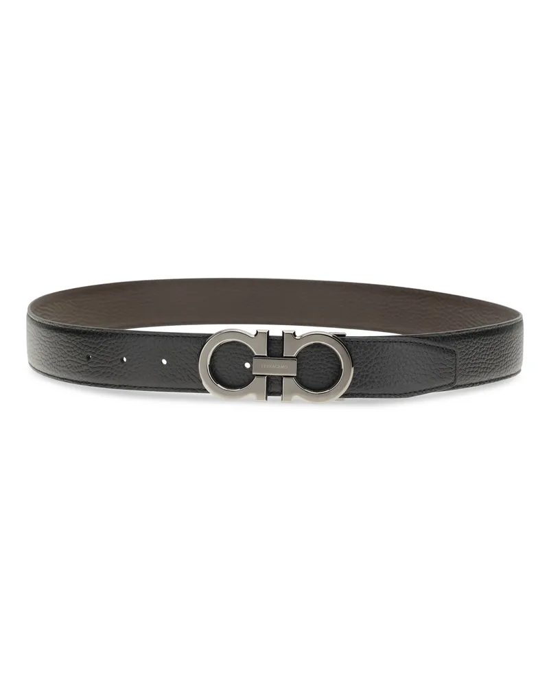 Ferragamo Grained Calfskin Belt — Black Black