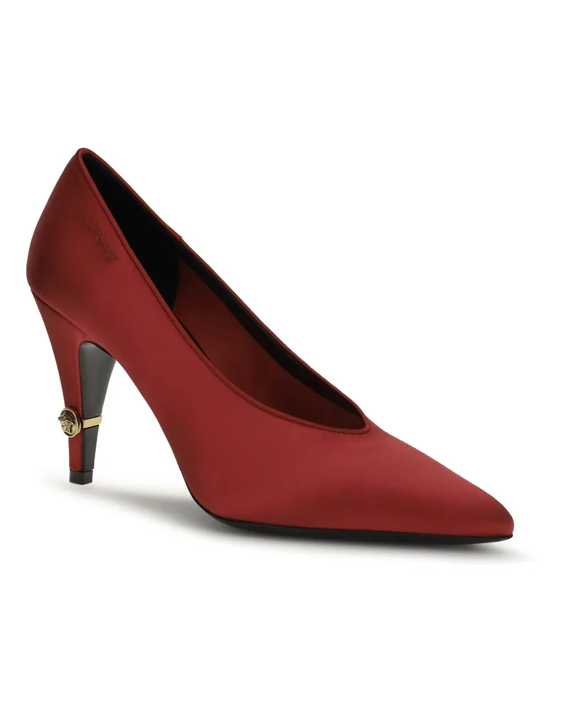 Versace Women's Gianni Satin Pumps Carminio Red-Gold 82 Viscose; Silk Red/gold '82 High Heel Shoes Red