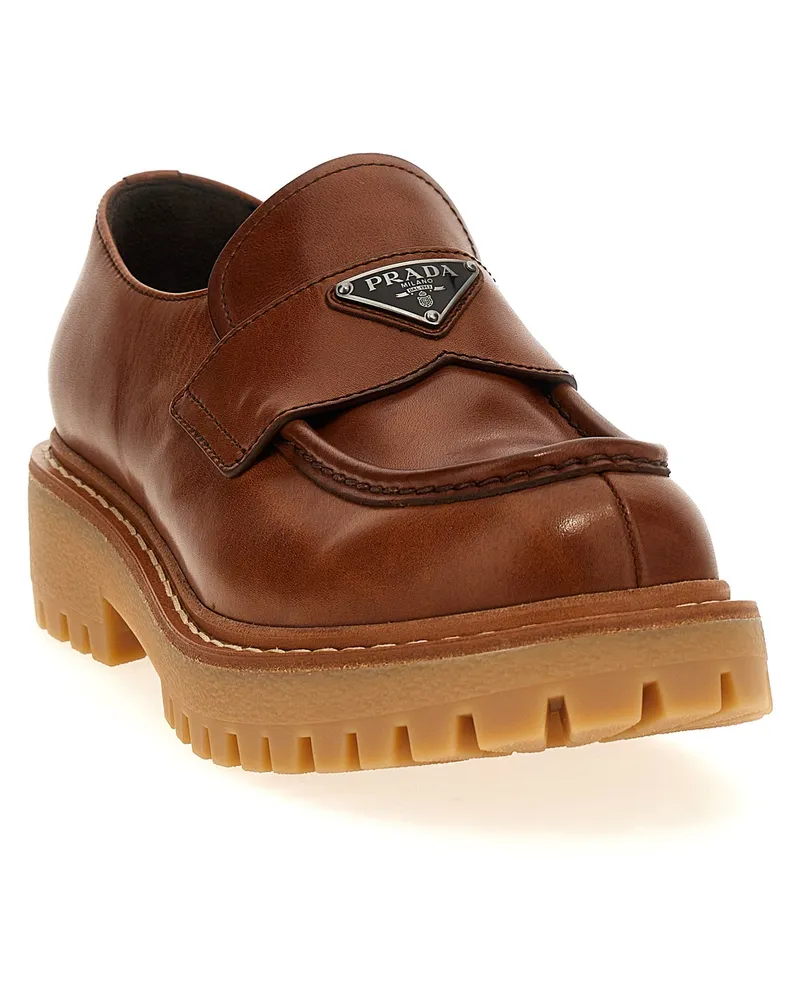 Prada Leather Loafers — Brown Brown