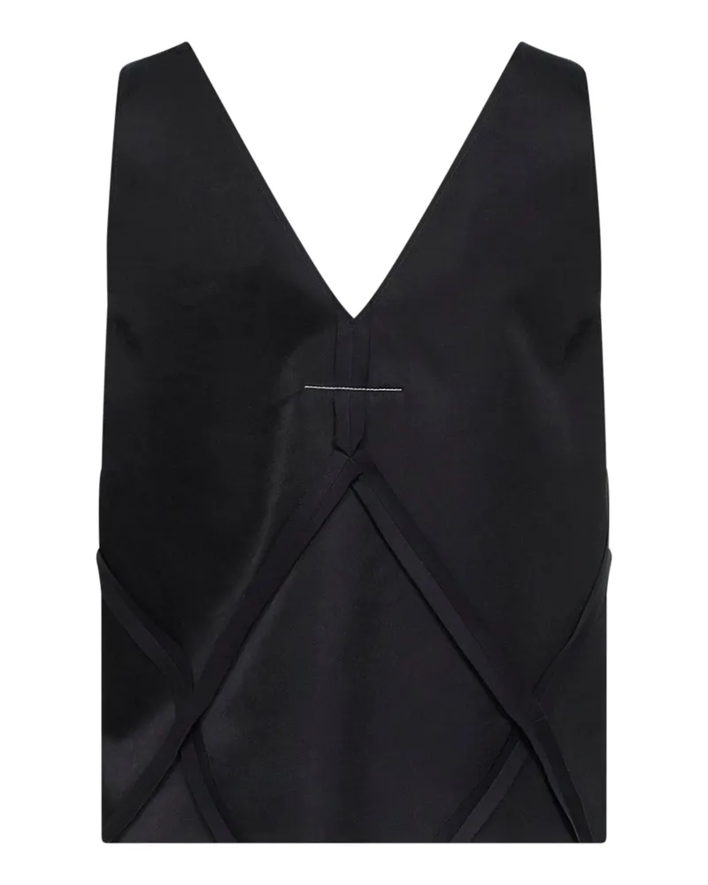 Maison Margiela Women's V-Neck Tank Top Black Cotton Black