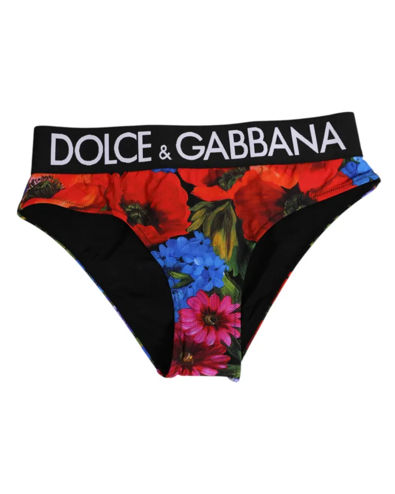 Dolce & Gabbana Women's Black Floral Print High Waist Panty Underwear 28+pa Clothing Black