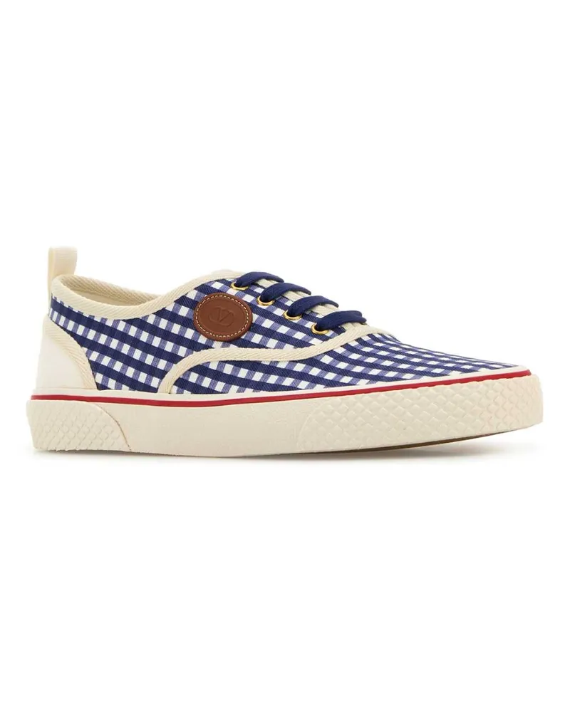 Valentino Garavani Men's Printed Canvas Nojoke Sneakers Ivorybrightindigoivorycuoiovacchiv Navy
