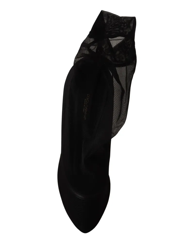 Dolce & Gabbana Women's Black Stretch Tulle Boots Shoes Elastane Black