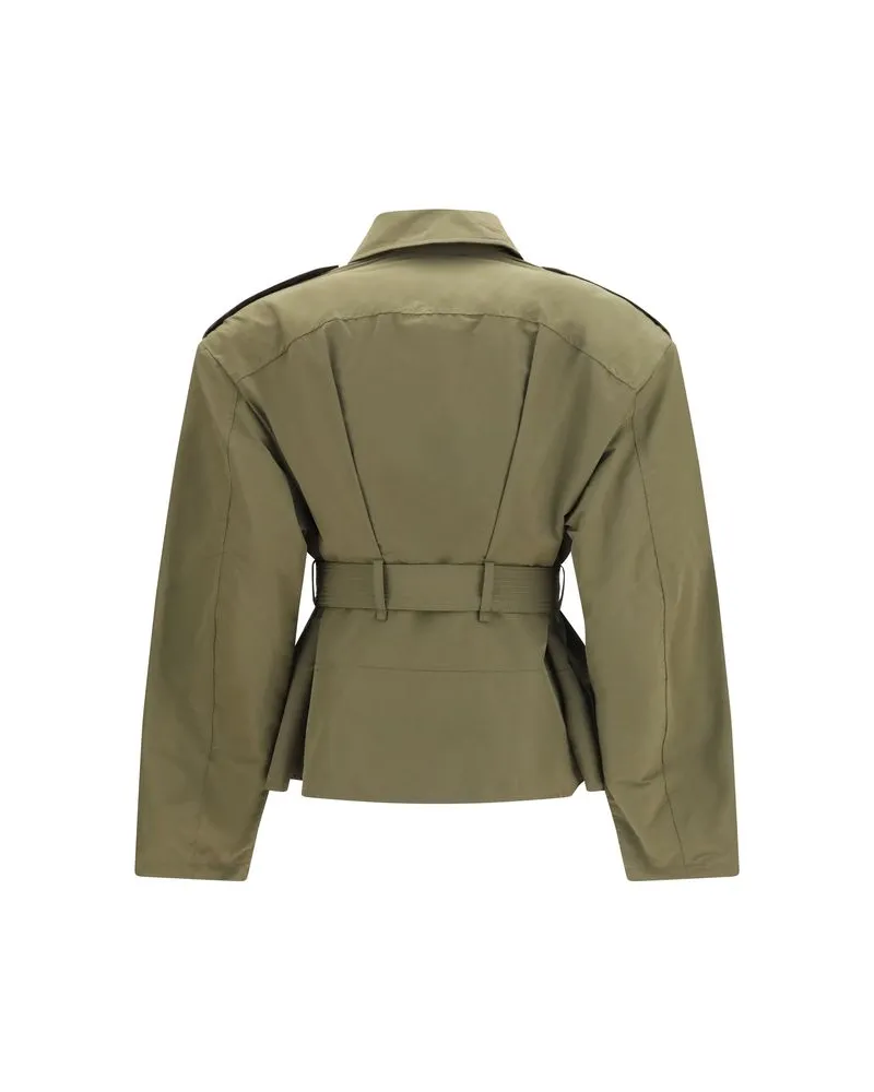 Alexander McQueen Women's Bicolor Cotton Full-Length Jacket Clothing Green