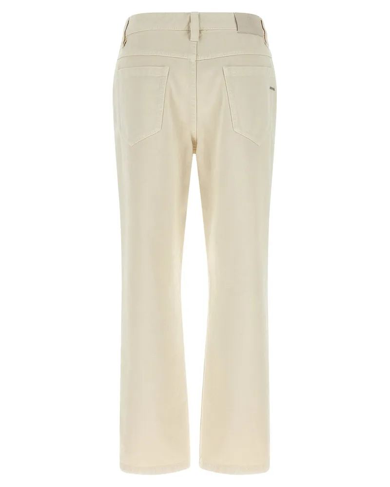 Brunello Cucinelli Shiny Tab Canvas Jeans — Beige Beige