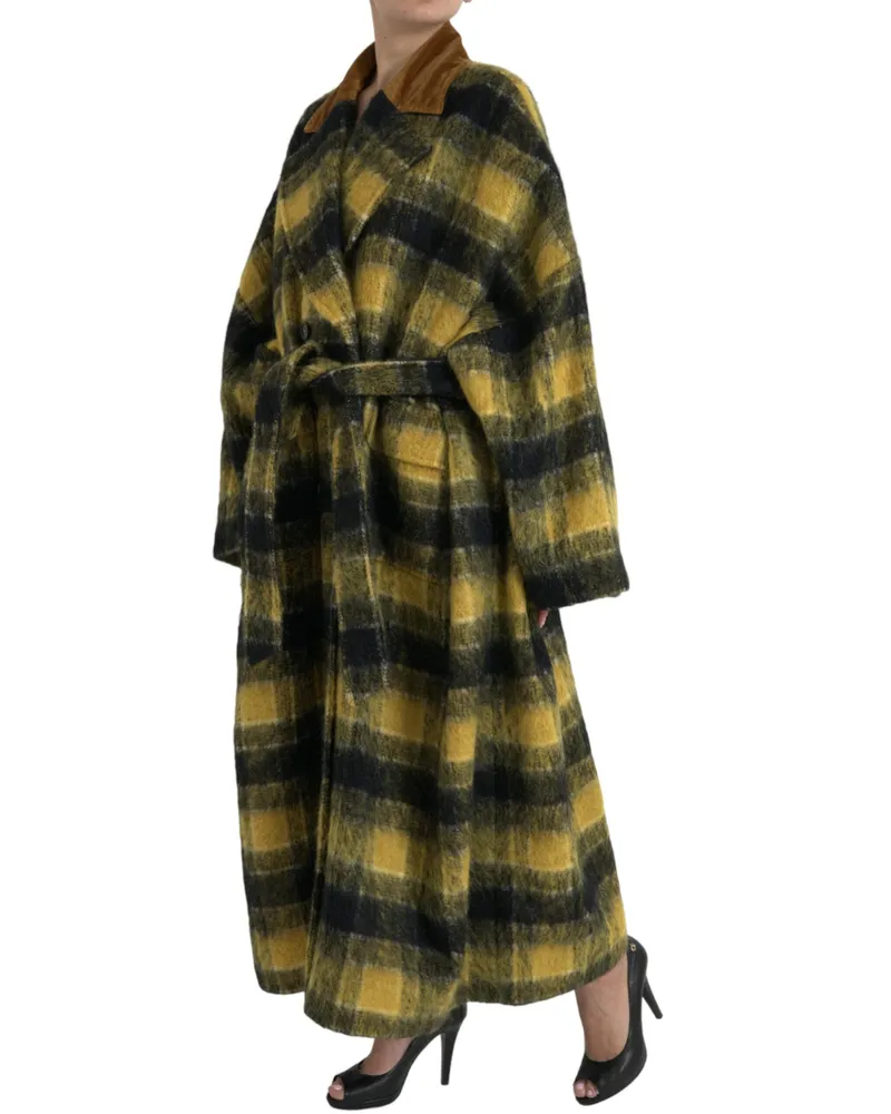 Dolce & Gabbana Women Yellow Checkered Long Sleeve Coat Jacket Clothing Yellow
