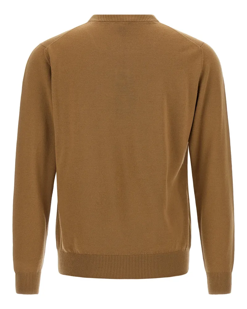 Fendi Wool Crew-Neck Sweater — Camel Camel