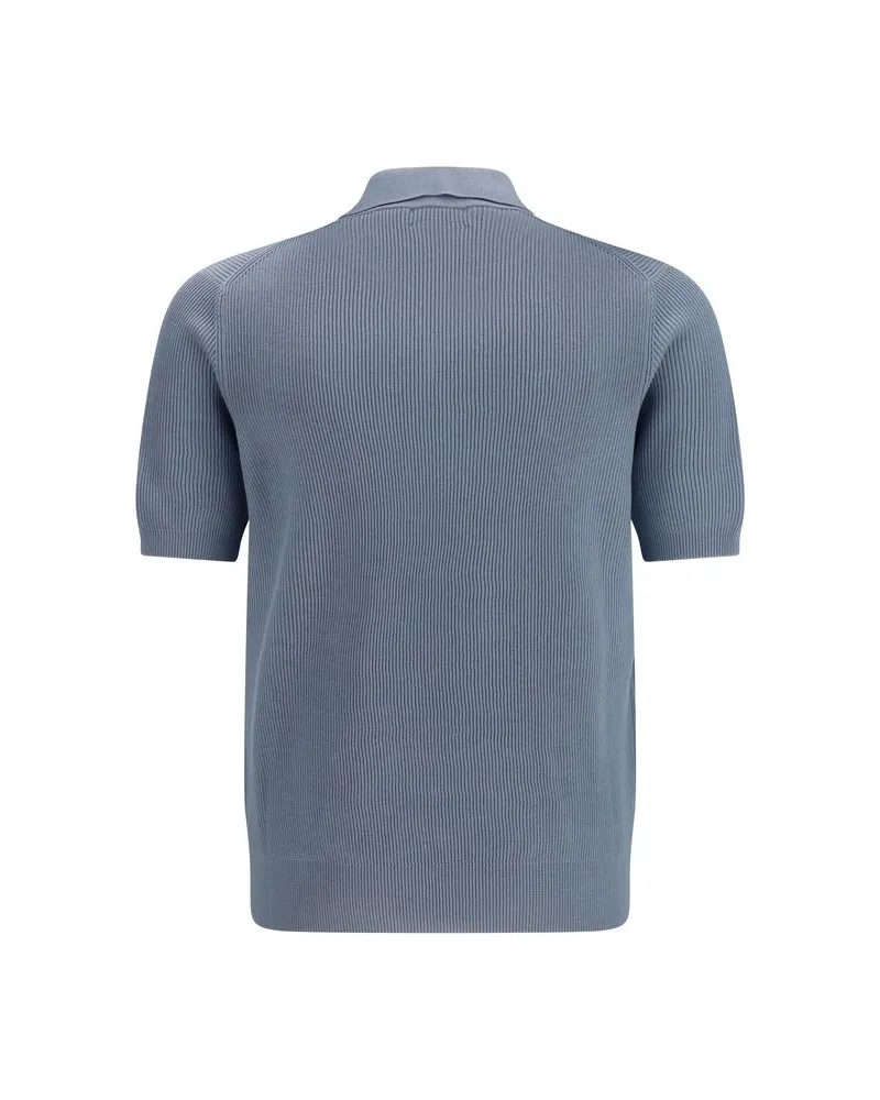 Brunello Cucinelli Men's Blue Cotton Polo Shirt Blue