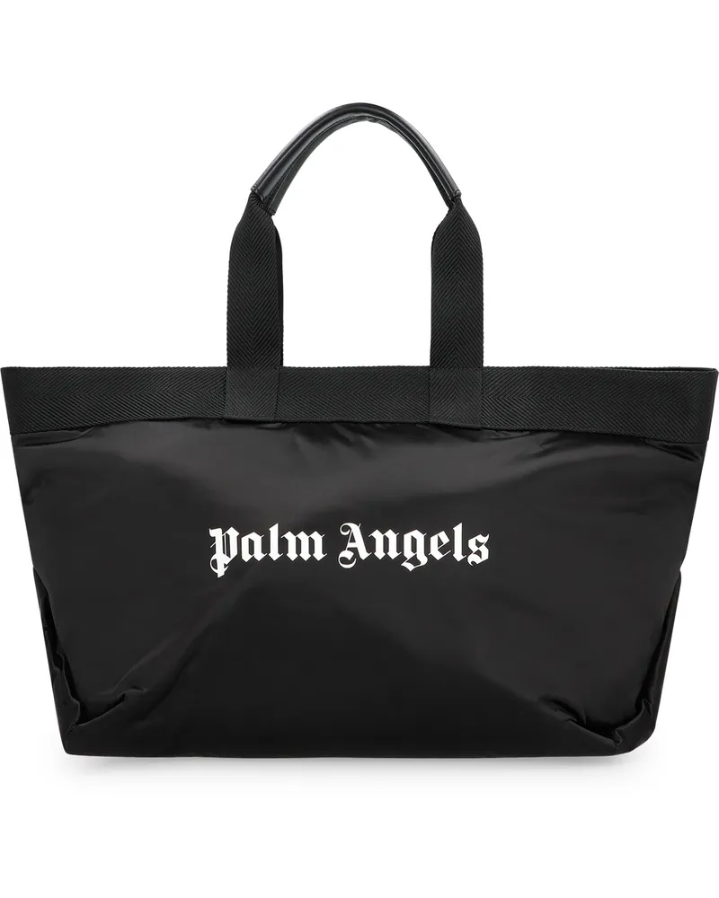 Palm Angels Men's Nylon Tote Bag With Logo Print Black Polyamide Black