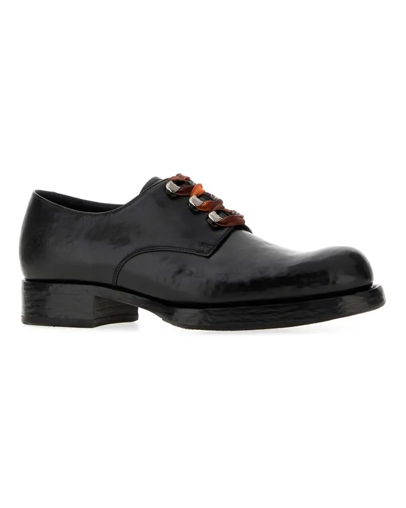 Prada Men's Black Leather Lace-Up Shoes Nero Mocassini Loafers Black