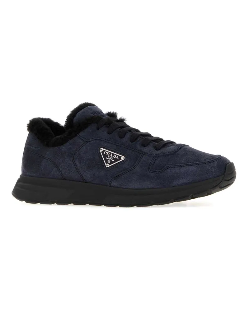 Prada Men's Blue Suede Prax 2.0 Sneakers Bleu Navy