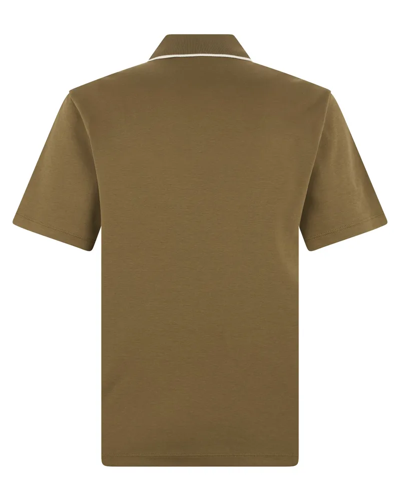 HUGO BOSS Striped Ribbed Collar Cotton Polo — Khaki Khaki