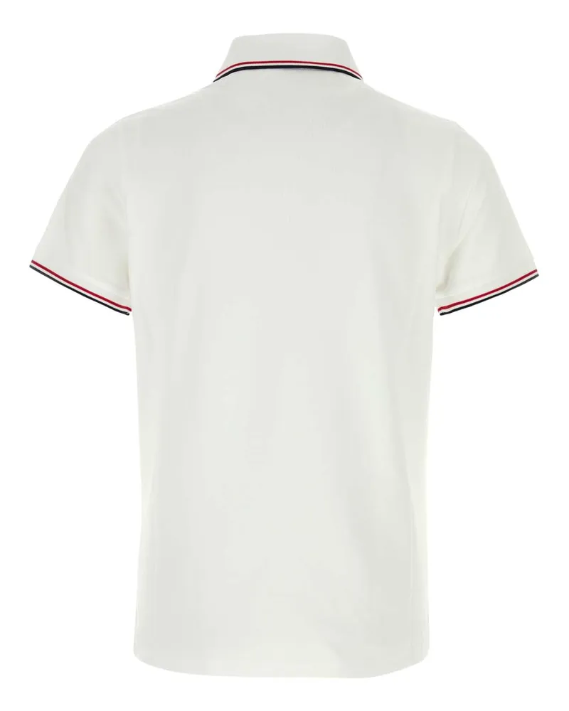 Moncler Men White Piquet Polo Shirt 001 Exterior: Cotton T-shirts And Polos 