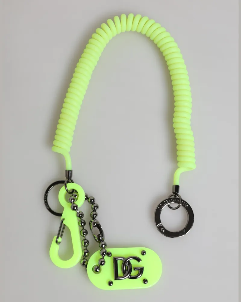 Dolce & Gabbana Unisex Green Springy Key Holder Dg Logo Mens Keychain Keyring Accessory Green