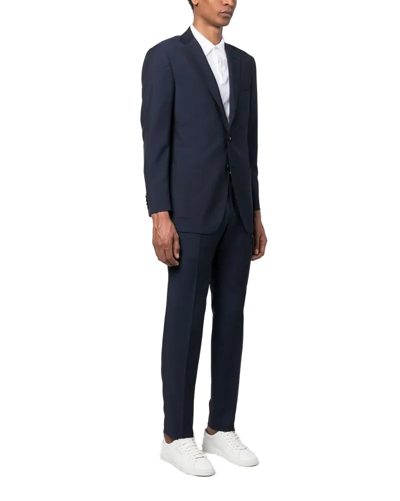 Kiton Virgin Wool-Mohair Blend Pant Suit — Navy Navy