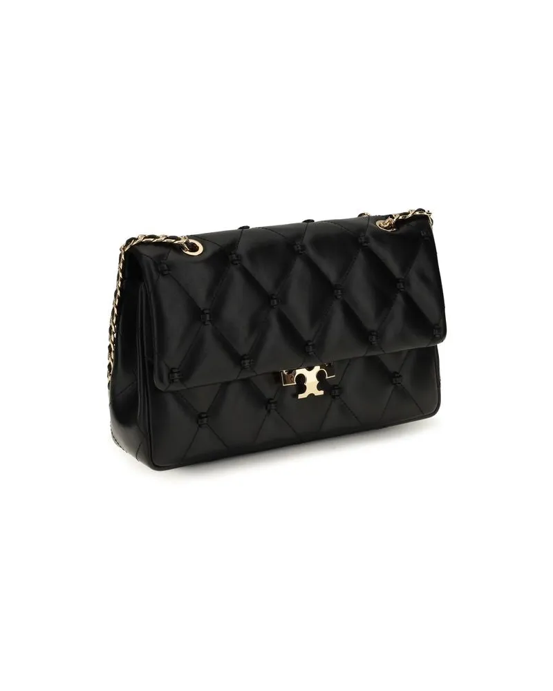 Tory Burch Bunny Knot Lambskin Leather Shoulder Bag — Black Black