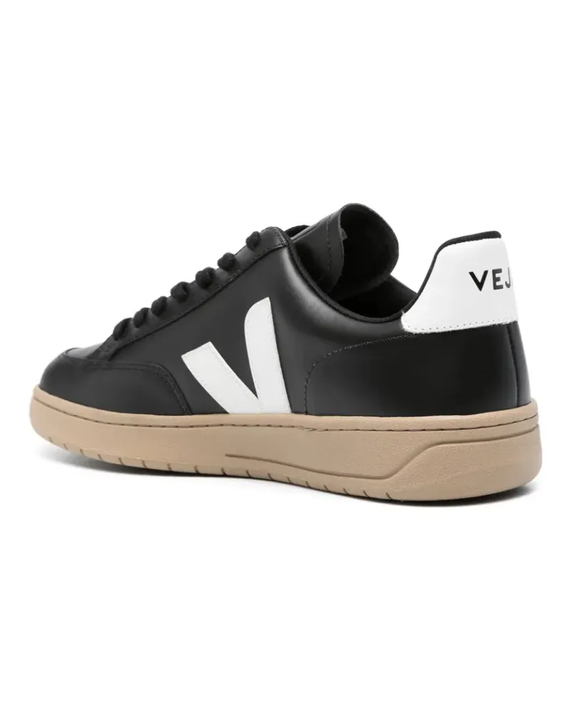 VEJA Women's V-12 Sneaker Black Leather Rubber Black