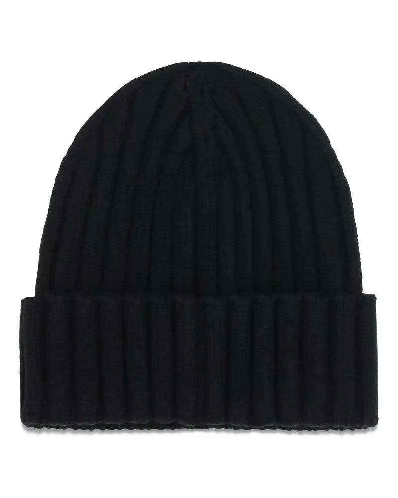 Moncler Women's Wool Beanie With Logo Black Merino Ovis Aries Hats E Hairbands Black