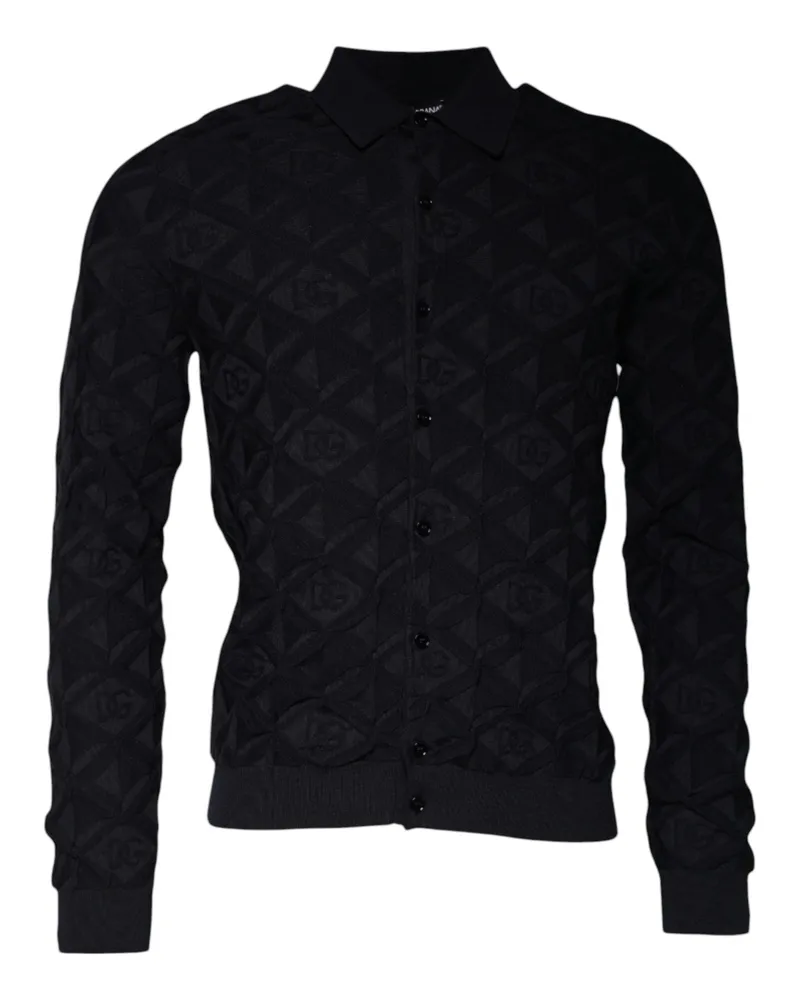 Dolce & Gabbana Black Silk Crew Neck Men Cardigan Sweater Clothing Black