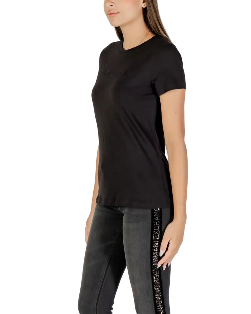 Armani Exchange Logo-Embroidered Cotton T-Shirt — Black Black