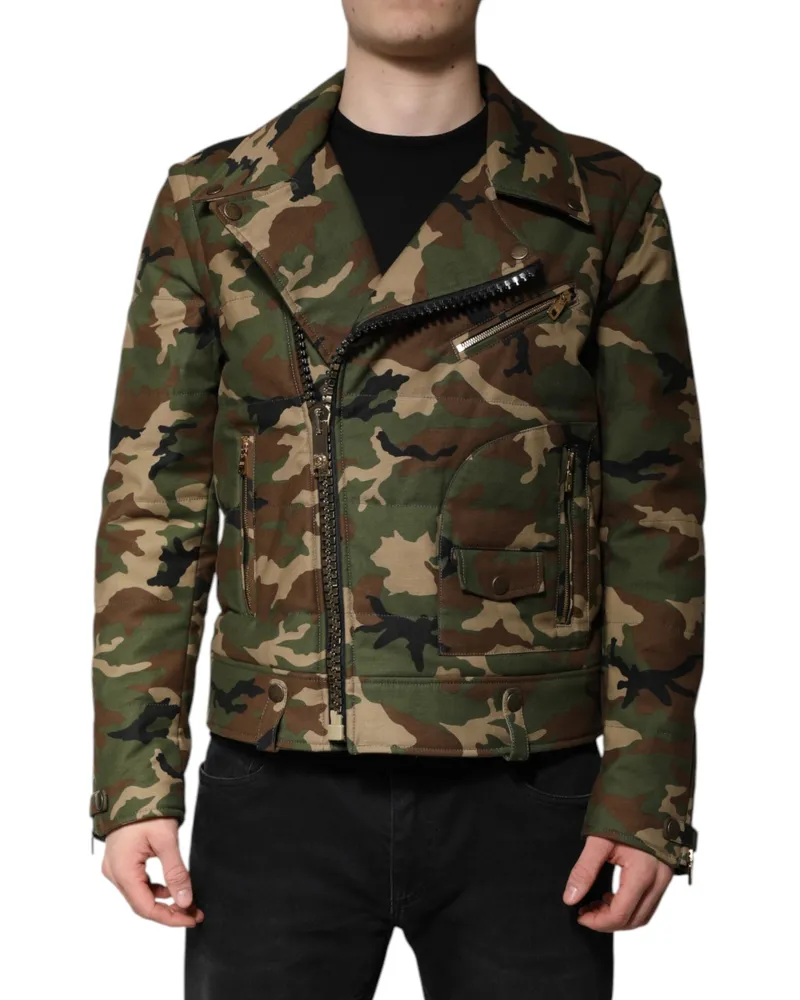 Dolce & Gabbana Men's Multicolor Camouflage Nylon Biker Jacket Clothing Multicolor