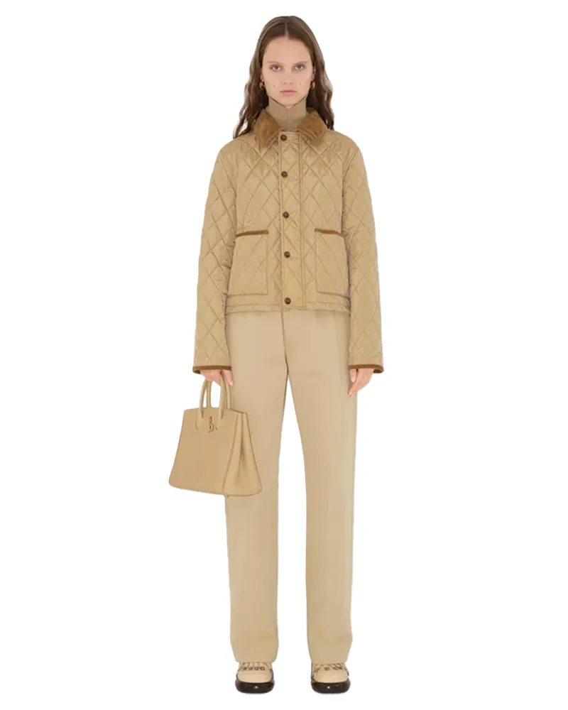 Burberry Diamond Quilted Jacket — Beige Beige
