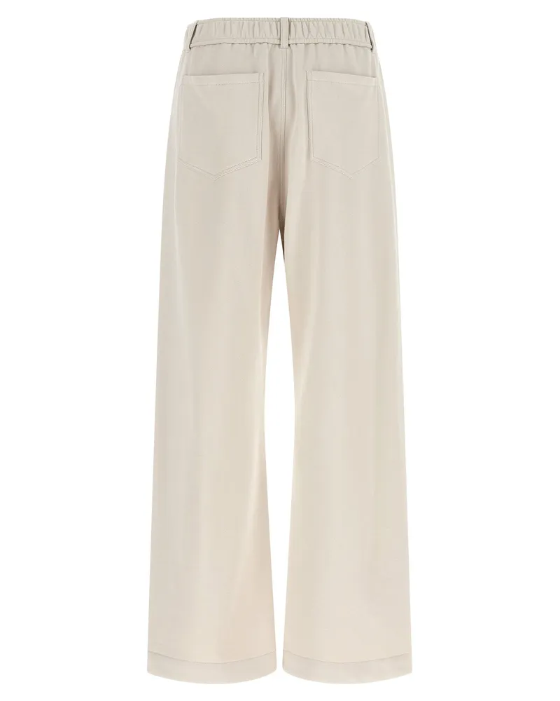 Brunello Cucinelli Smooth Cotton Sweatshirt Joggers — Beige Beige