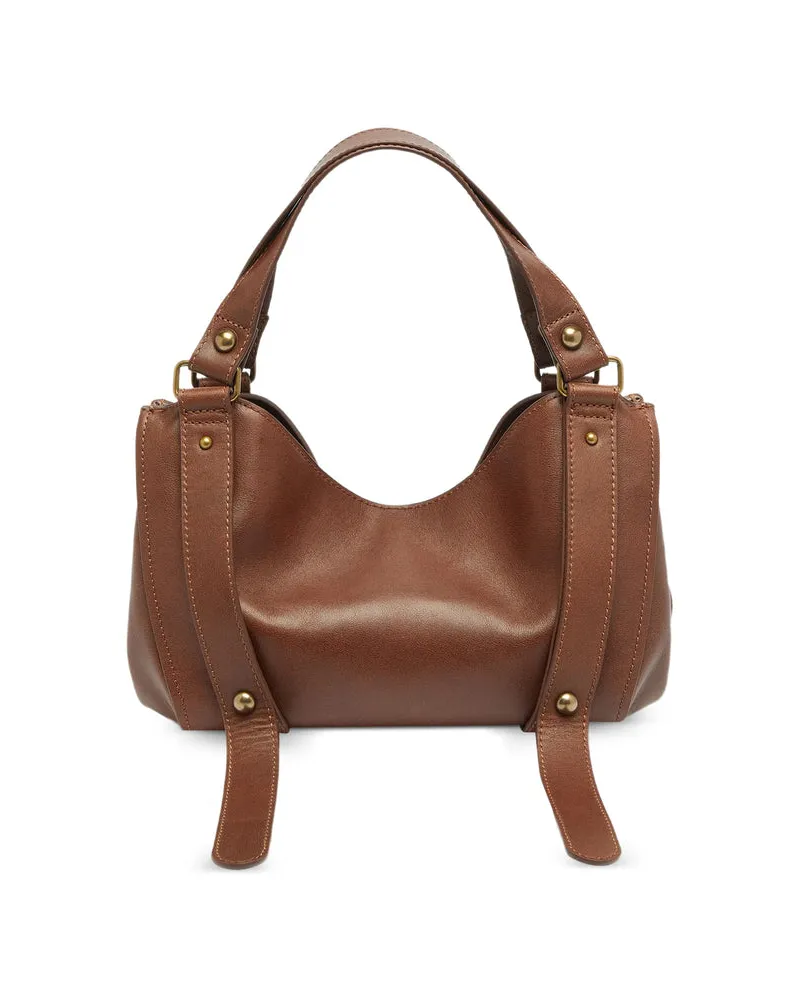 Diesel Expandable Calf Leather Tote Bag — Brown Brown