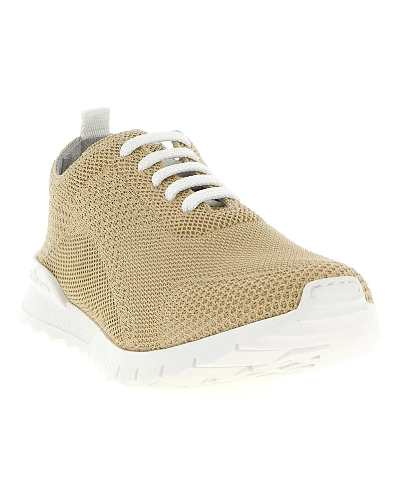Kiton Men's Beige Cotton Athletic Sneakers Beige