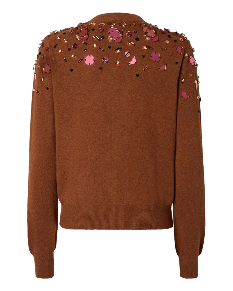 Fendi Sequined Wool-Cashmere Cardigan — Brown Brown