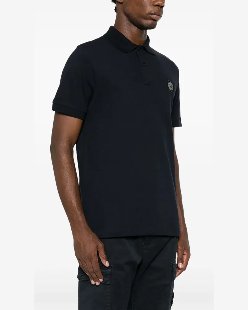 Stone Island Logo-Patch Cotton Polo — Black Black