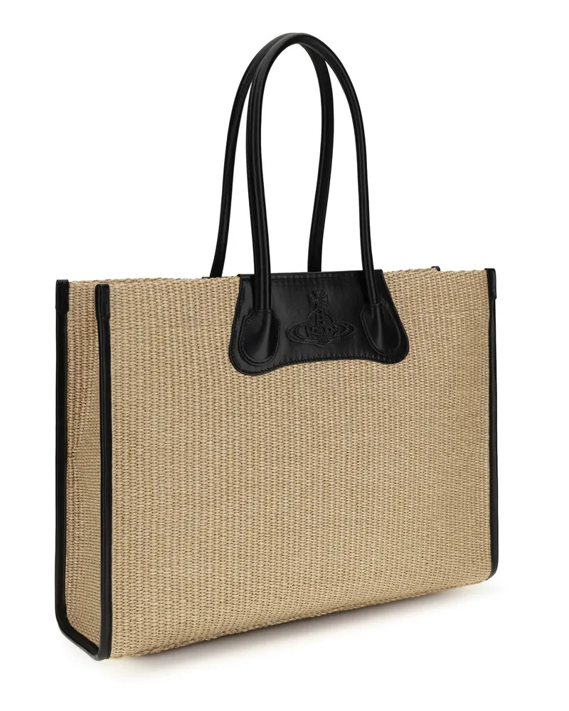 Vivienne Westwood Women's Troy Tote Bag Natural Raffia Shoulder Beige