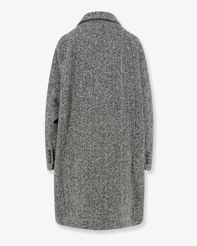 Brunello Cucinelli Women's Overcoat Virgin Wool And Alpaca Black Coat Black