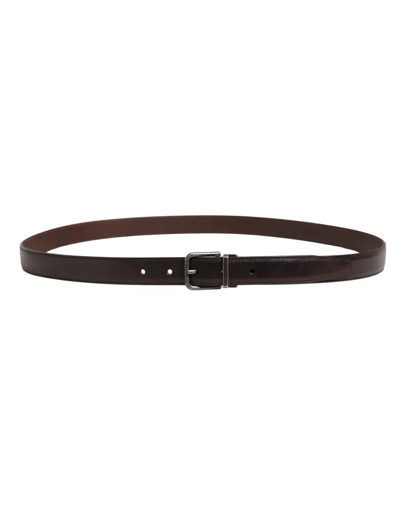 Dolce & Gabbana Men Brown Classic Leather Metal Buckle Belt Calf Brown