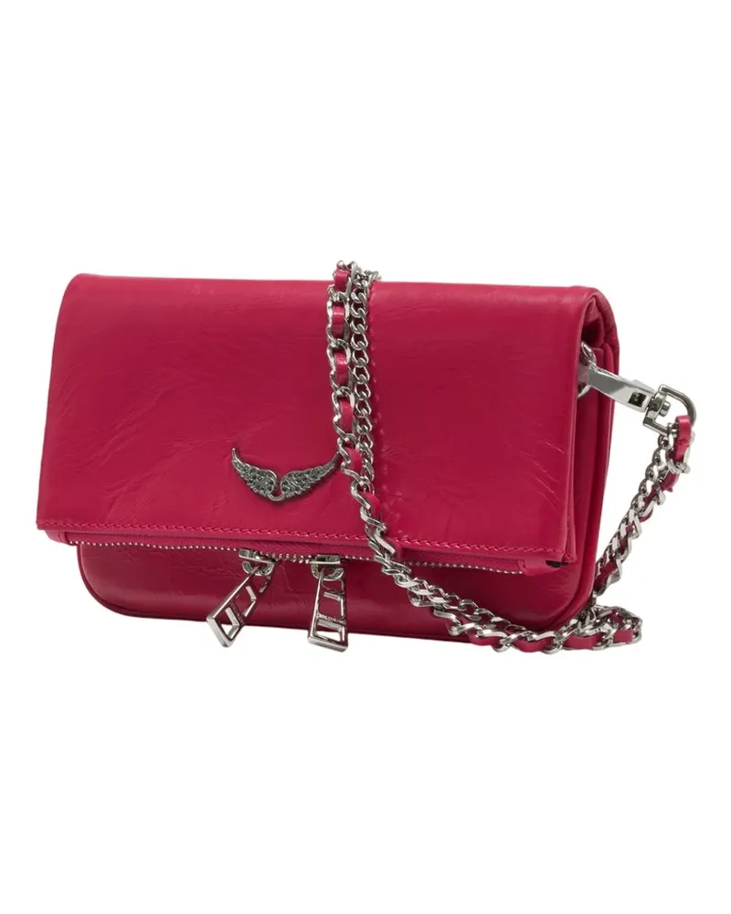 Zadig & Voltaire Women's Rock Nano Vintage Crossbody -  Leather Pink Calfskin Bags Crossbodies Pink