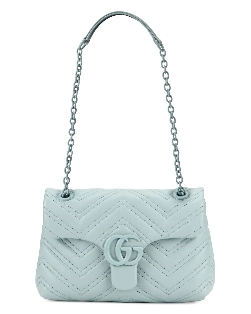 Gucci Women's Shoulder Bag Gg Marmont Light Blue Calf Skin Handbags Hand Blue