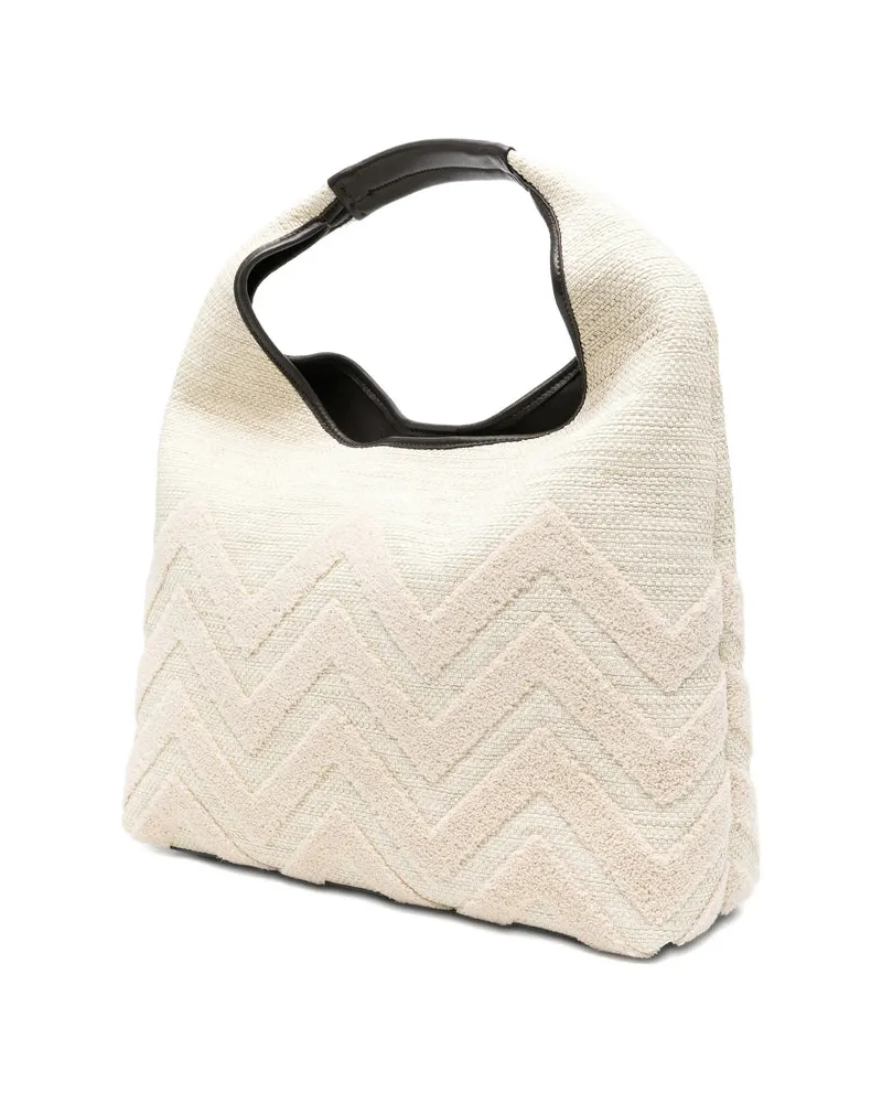 Missoni Zigzag-Quilted Calf Leather Tote Bag — Beige Beige
