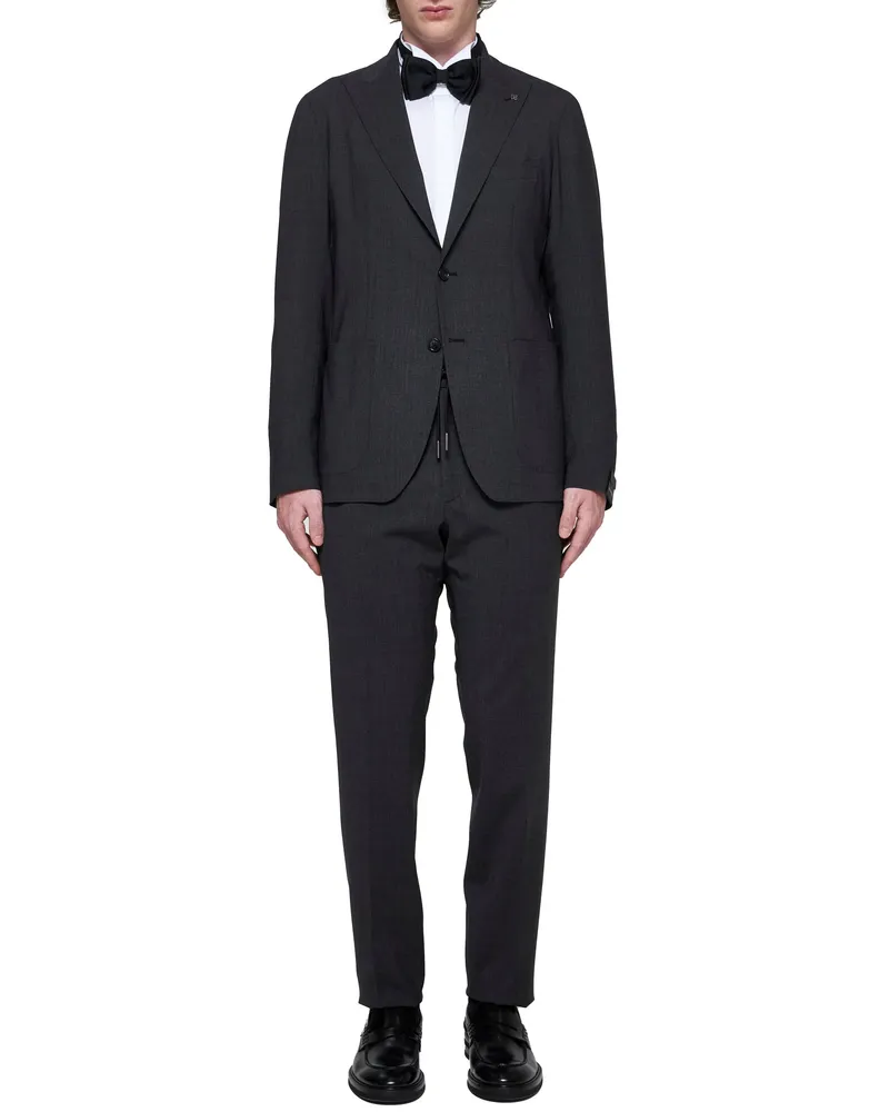 Tagliatore Stretch Virgin Wool Pant Suit — Gray Gray