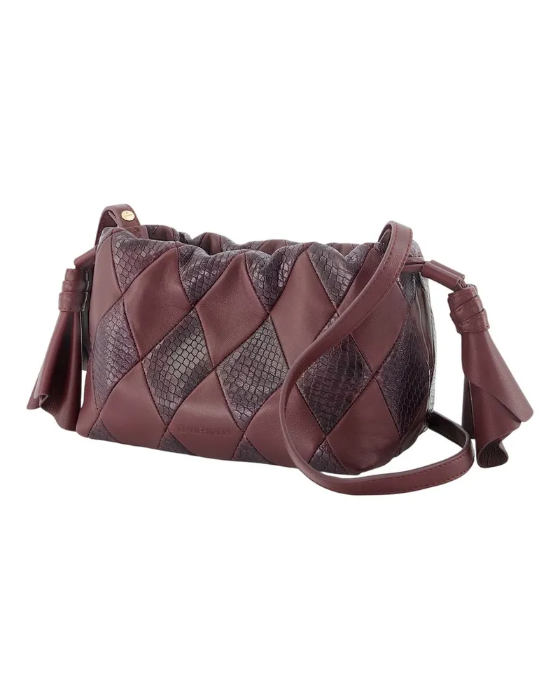 Zimmermann Cloud Lambskin Leather Clutch — Burgundy Burgundy
